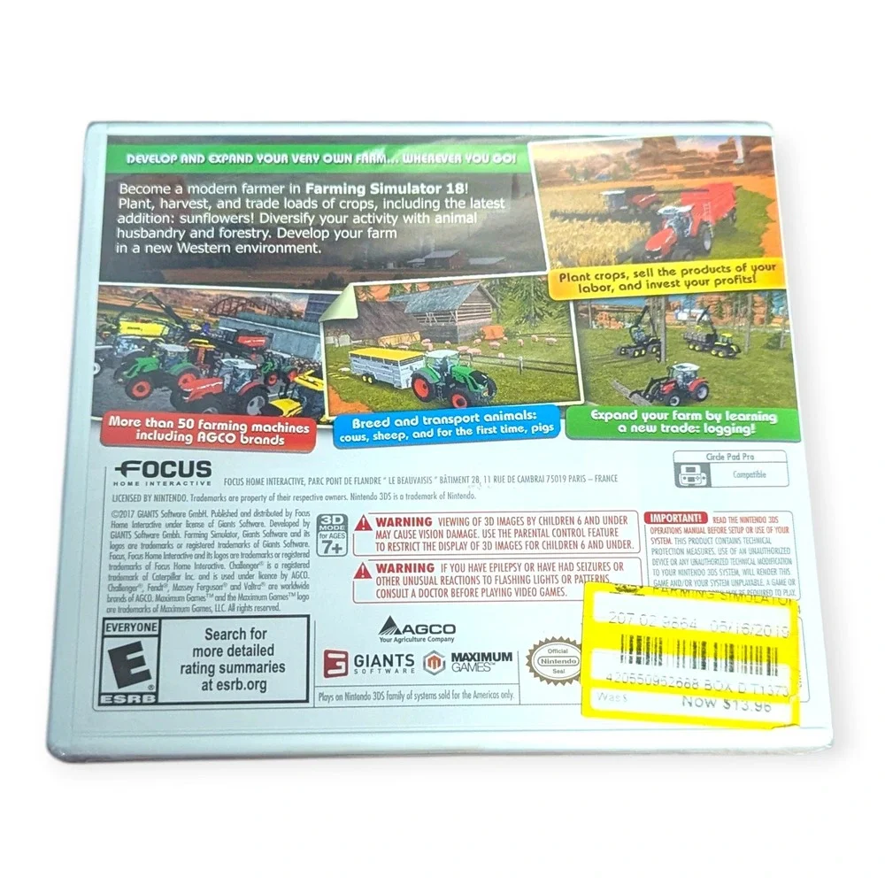 Farming Simulator 18 Nintendo 3DS Video Game New Focus Home Interactive NIB‎